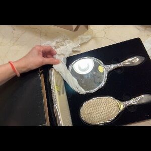 GODINGER 1988 ENCHANTMENT SILVER PLATED THREE PIECE VANITY SET